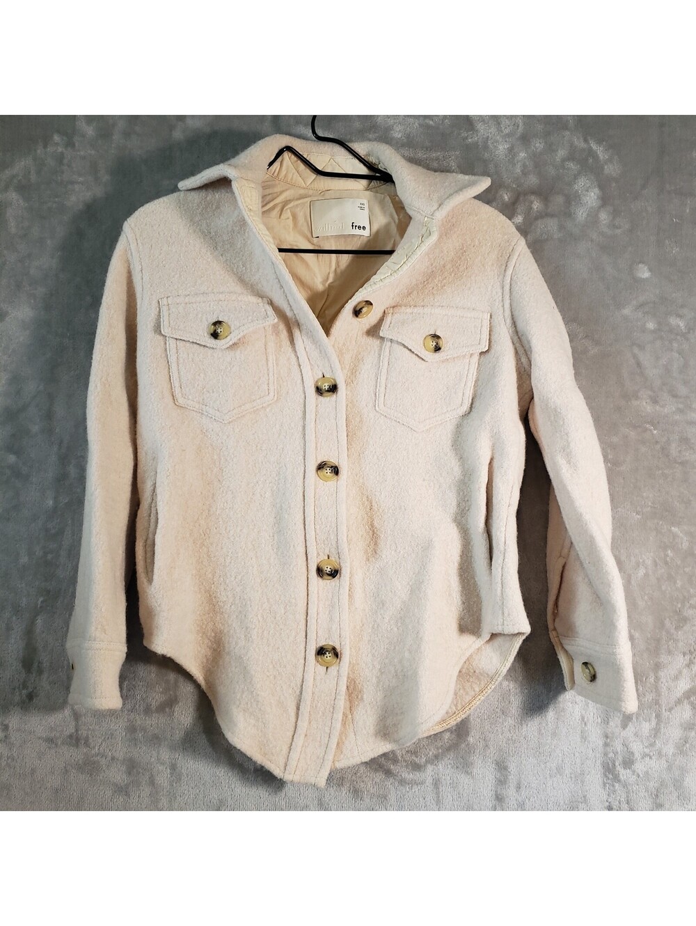 Wilfred Free The Ganna Shacket Ivory Merino Wool Button Collared Pockets XXS